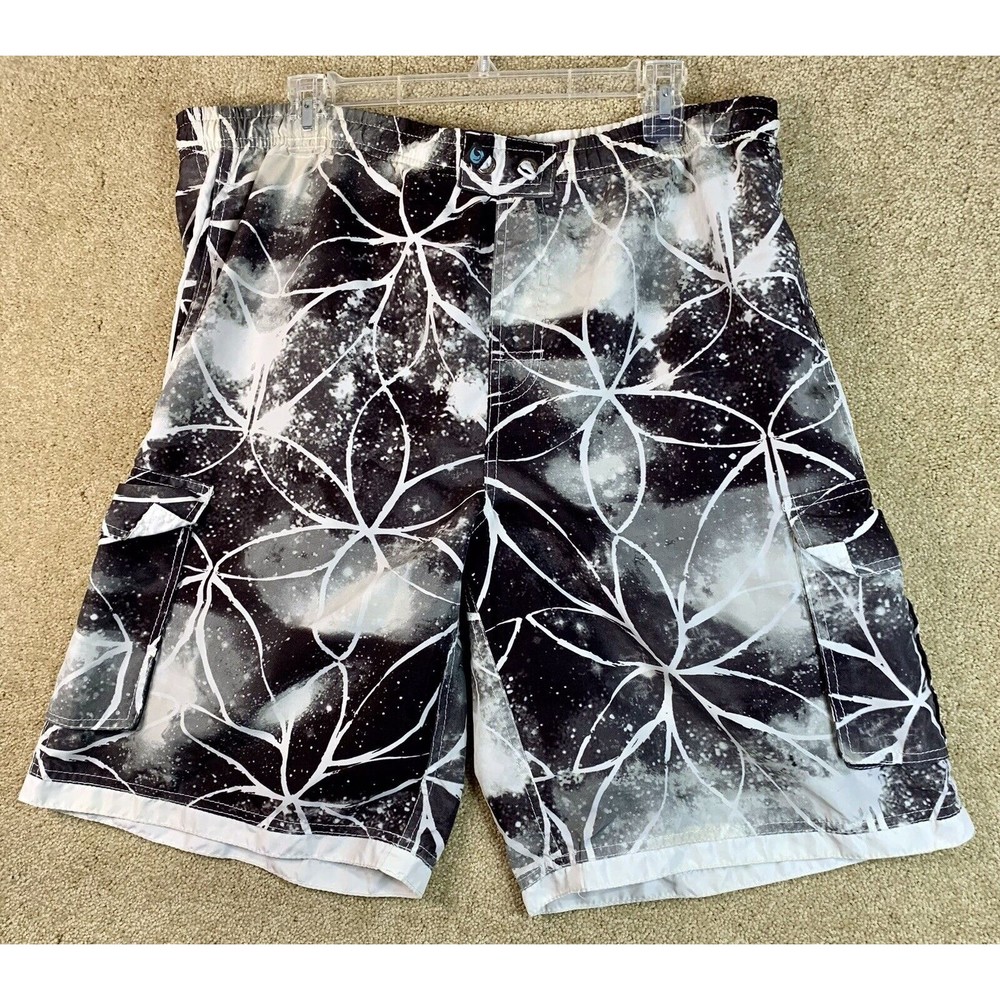B.Split Board Shorts Galaxy Floral Swim Suit Men's Size Medium